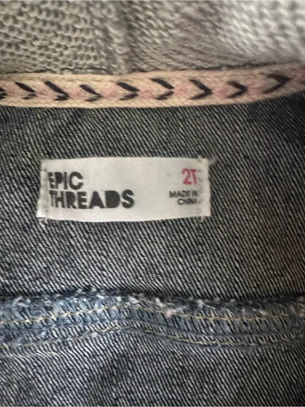 Epic Threads Dark Blue Denim Jacket with Pink Faux Fur Hood